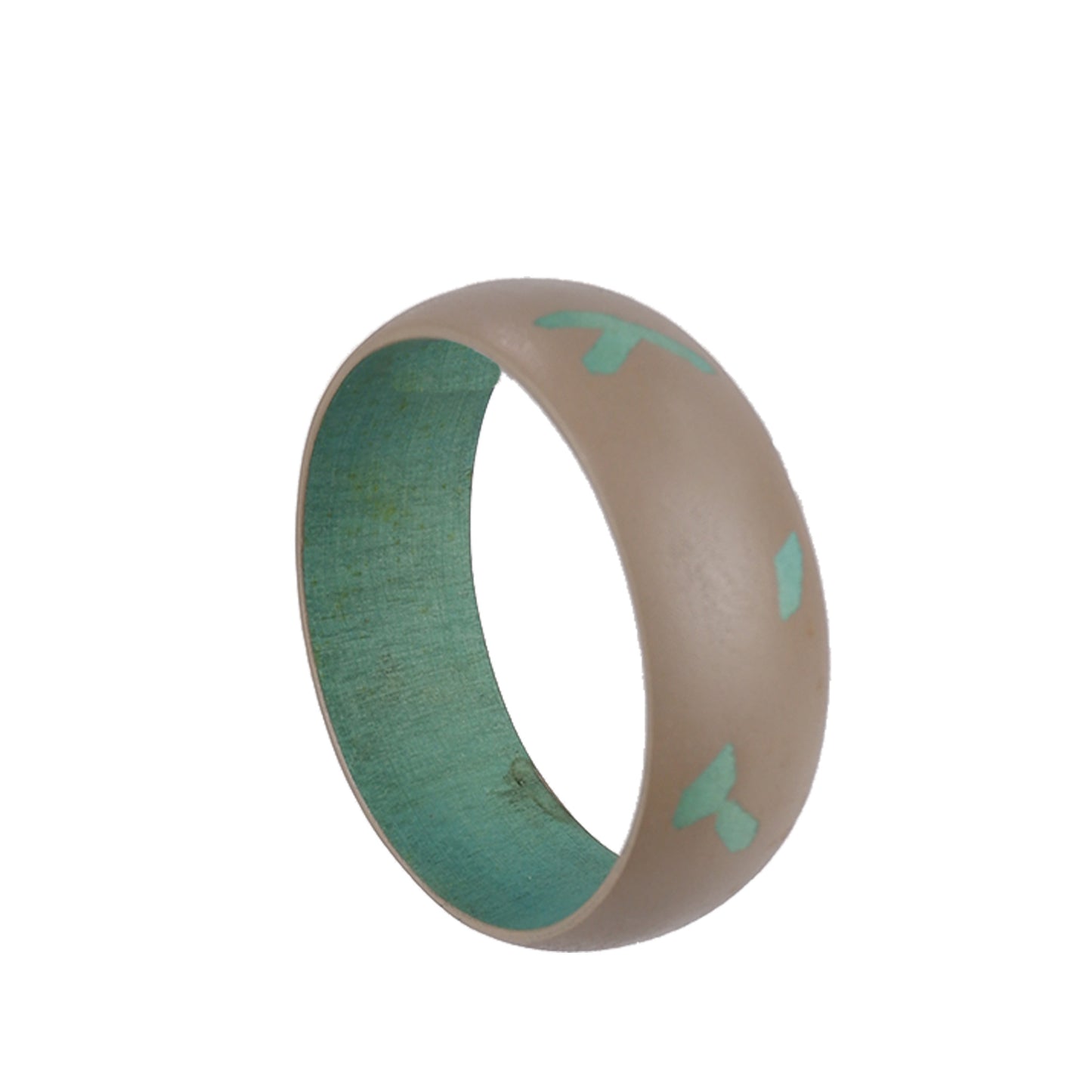 BA3324 - Handmade Two-Tone Wooden Bangle | Round Shape with Hand-Painted Details | Eco-Friendly Fashion