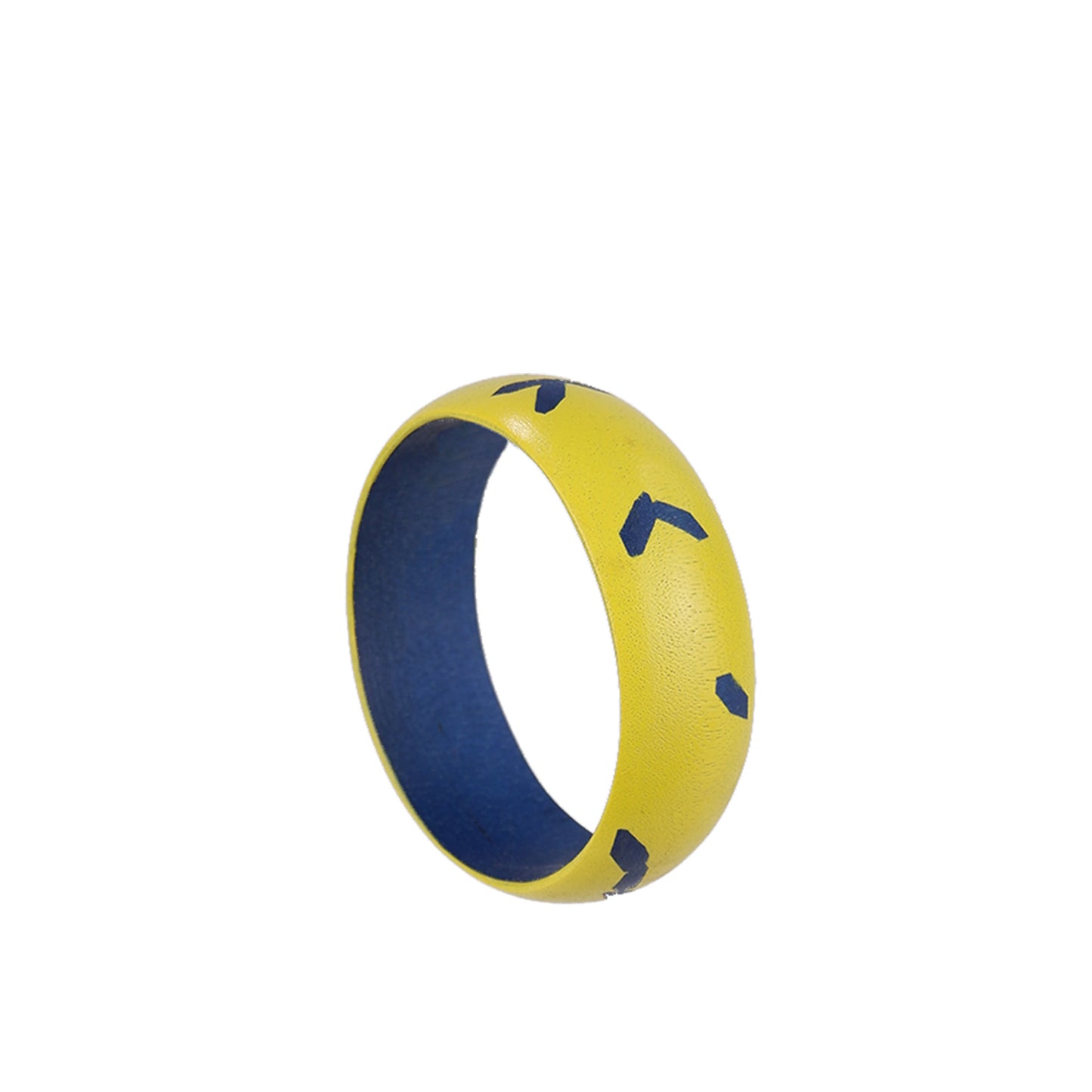 BA3324 - Handmade Two-Tone Wooden Bangle | Round Shape with Hand-Painted Details | Eco-Friendly Fashion