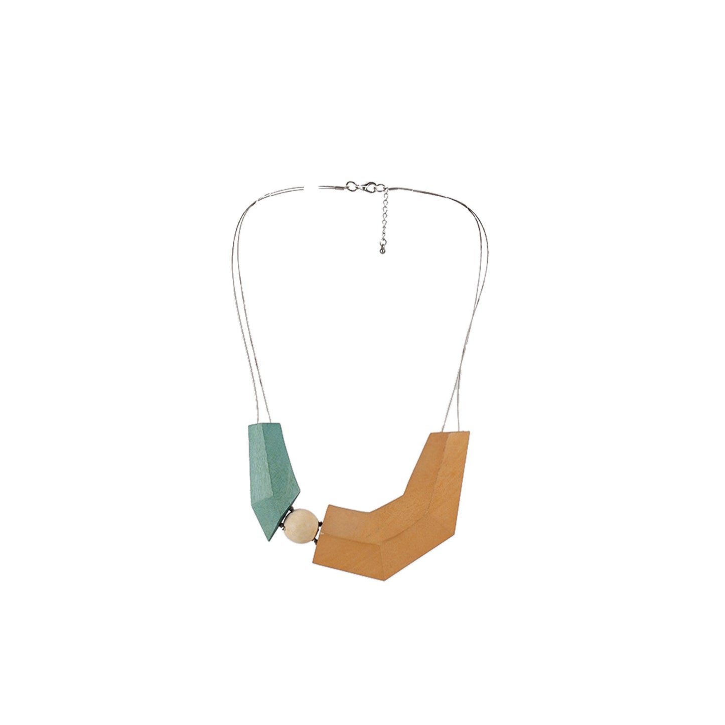 NK14008 - Handmade Wooden Necklace | Geometric Shaped Pendant | Sustainable Statement Jewelry