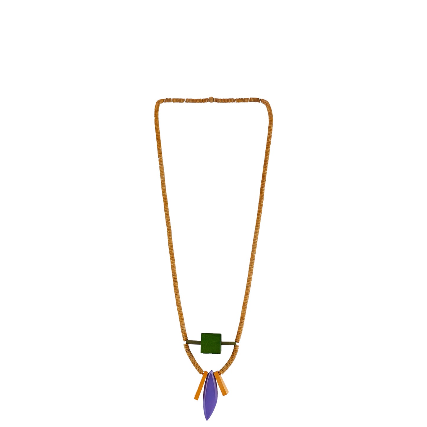 NK14026 - Handmade Wooden Necklace with unique tribal design pendant