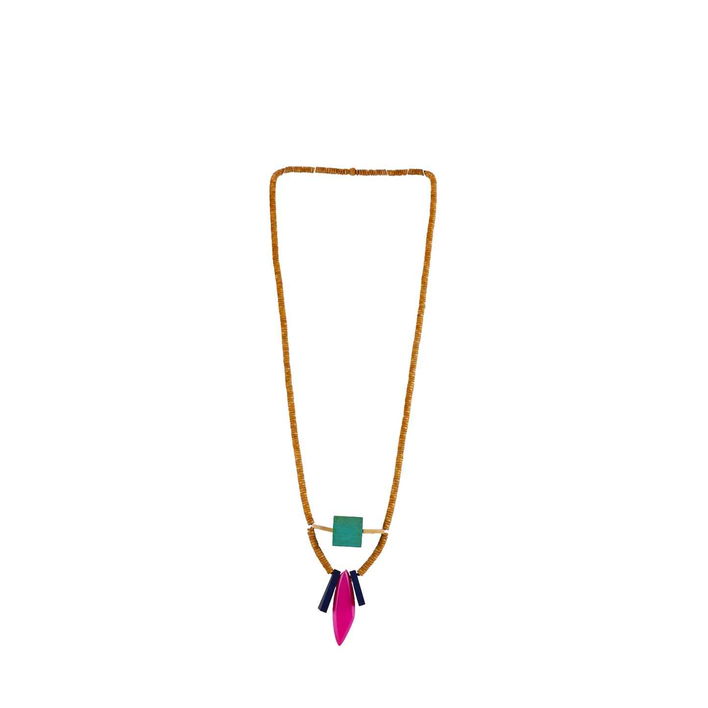 NK14026 - Handmade Wooden Necklace with unique tribal design pendant